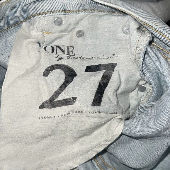 One x One Teaspoon Lonely Boys Light Wash Distressed Denim Jeans Relaxed Sz 27 - Picture 8 of 10